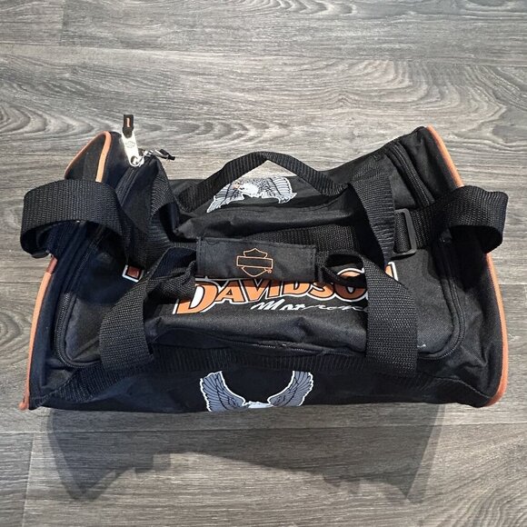 NWOT Genuine Harley Davidson Black Duffel Bag 21x10x10 Gym Travel Zip Closure - Picture 2 of 13